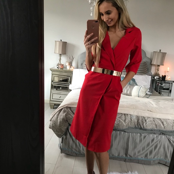 SOLD OUT!!!! -European Style Midi Red Dress - Picture 4 of 8